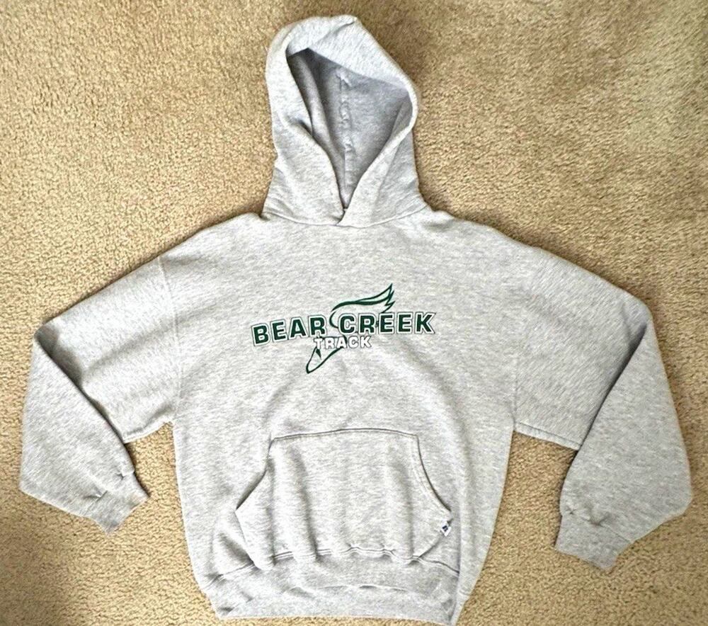 Russell Athletic Bear Creek Track Hoodie Mens L Gray Pullover Sweatshirt
